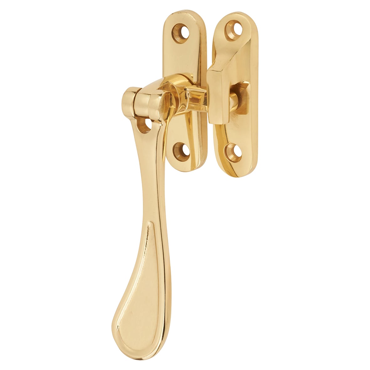 Victorian Mortice & Hook Plate Casement Window Fastener - Reversible - Polished Brass - view 2