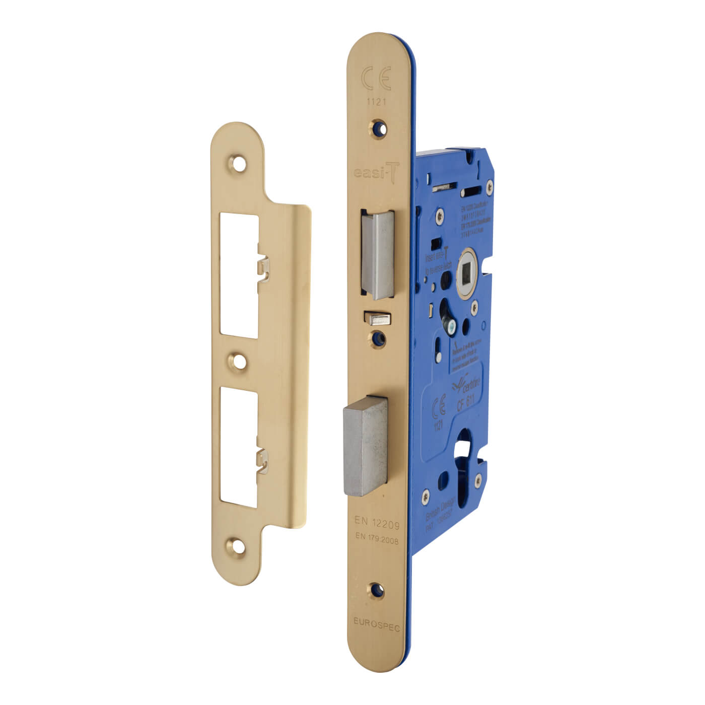Architectural DIN Euro Escape Sashlock - 85mm Case - 60mm Backset - Radius - PVD Brass - view 2