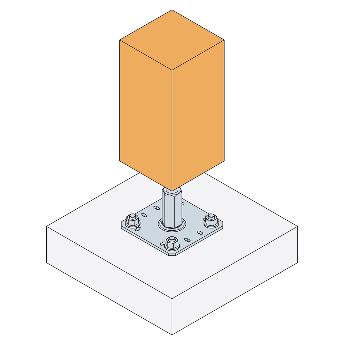 PPRC Adjustable Elevated Post Base for 100-200mm Posts - 100-150mm Height - view 5
