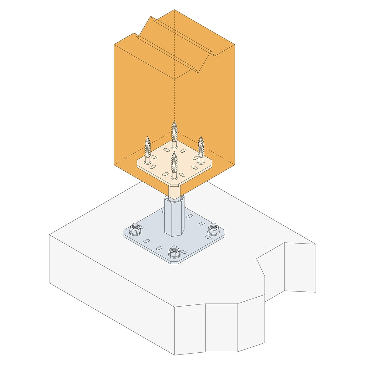 PPRC Adjustable Elevated Post Base for 100-200mm Posts - 100-150mm Height - view 6