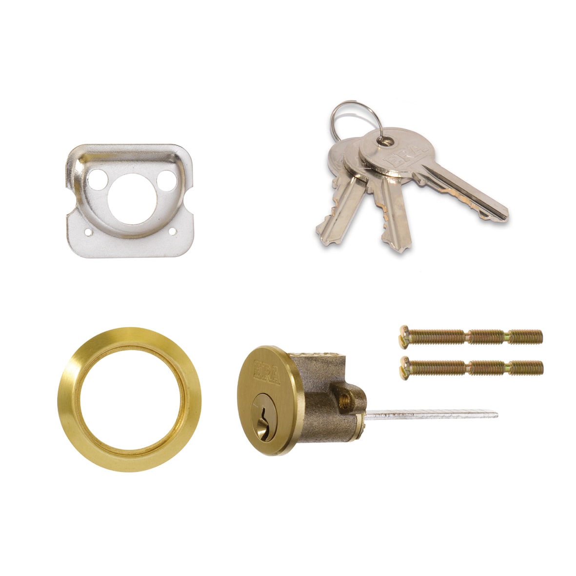 5 Pin Replacement Rim Cylinder - Polished Brass - Keyed Alike - view 3