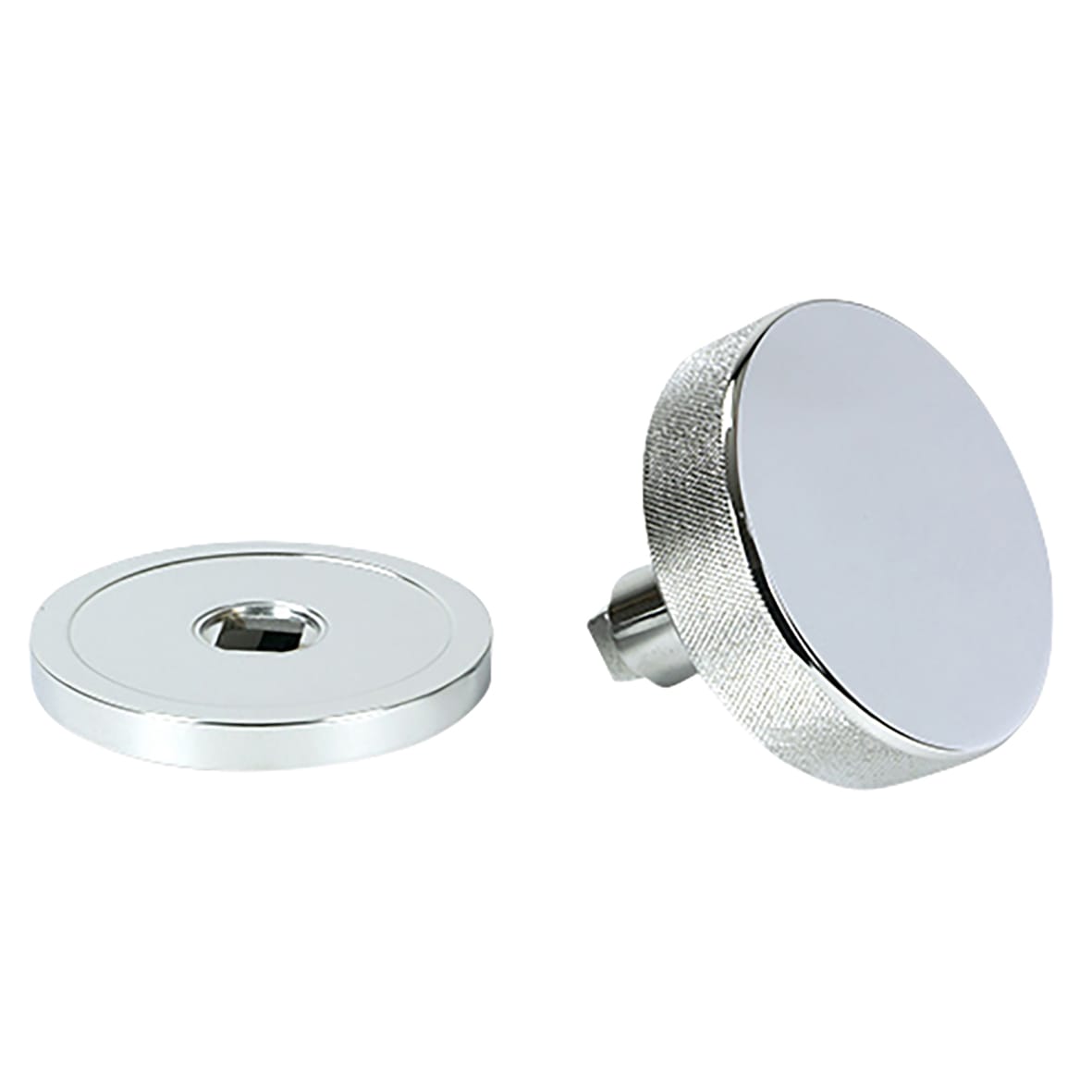 Brompton Polished Chrome Round Knurled Centre Door Knob - 90mm Rose Diameter - view 3
