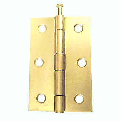 Loose Pin Steel Butt Door Hinge - 75 x 50mm - Polished Brass - Pair - view 2