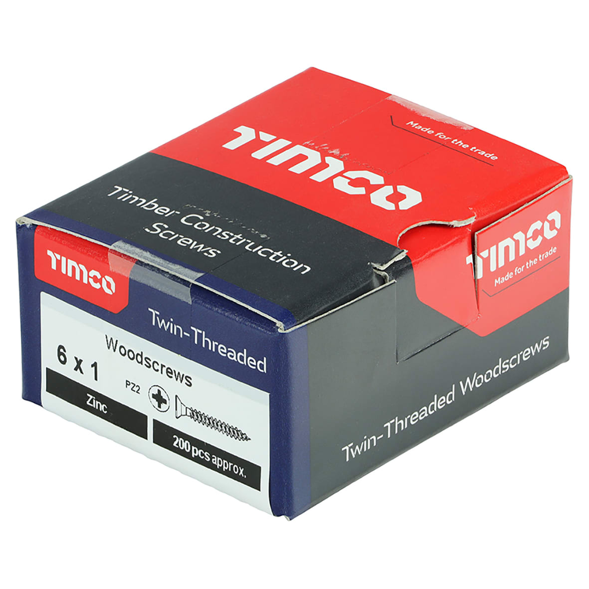 Twin Threaded Pozi Countersunk Wood Screws - 6 x 1" - Zinc Plated - Pack of 200 - view 4