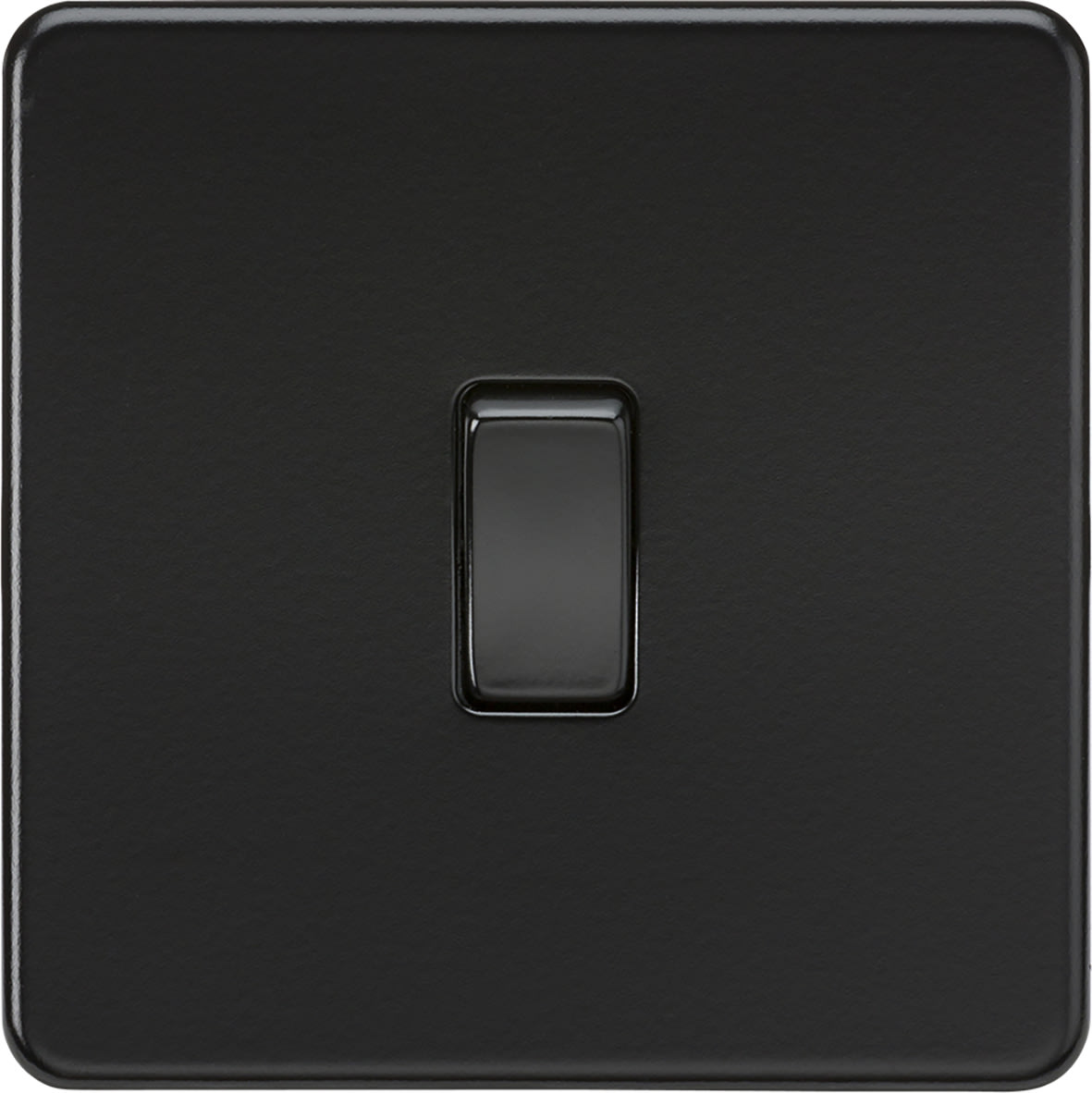 10AX 1 Gang 2 Way Screwless Flat Plate Light Switch - Matt Black - view 4
