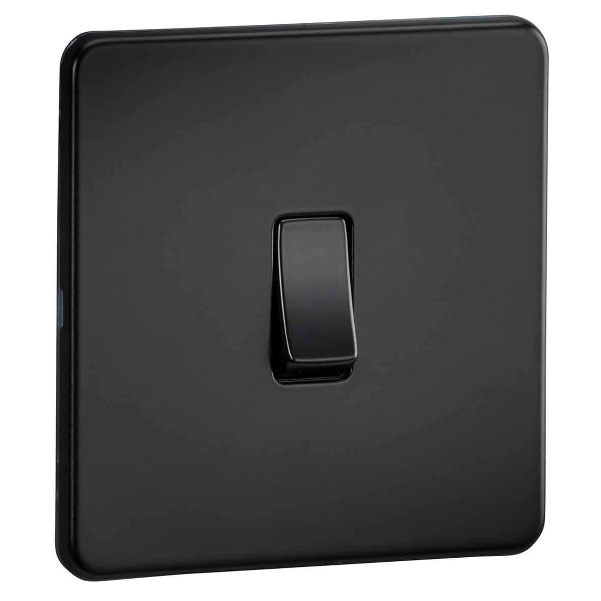 10AX 1 Gang 2 Way Screwless Flat Plate Light Switch - Matt Black - view 5