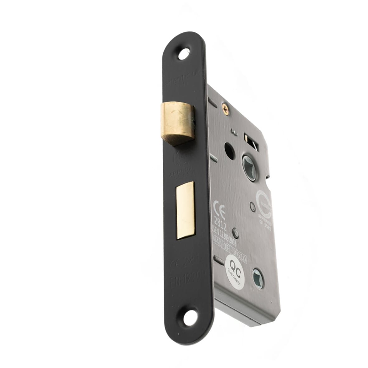 Fire-Rated Bolt Through Bathroom Lock - 77mm Case - 57mm Backset - Radius - Matt Black - view 2