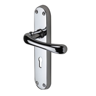 Polished Chrome Keyhole Lock Door Handles - Donna Range - 183 x 42mm - view 2