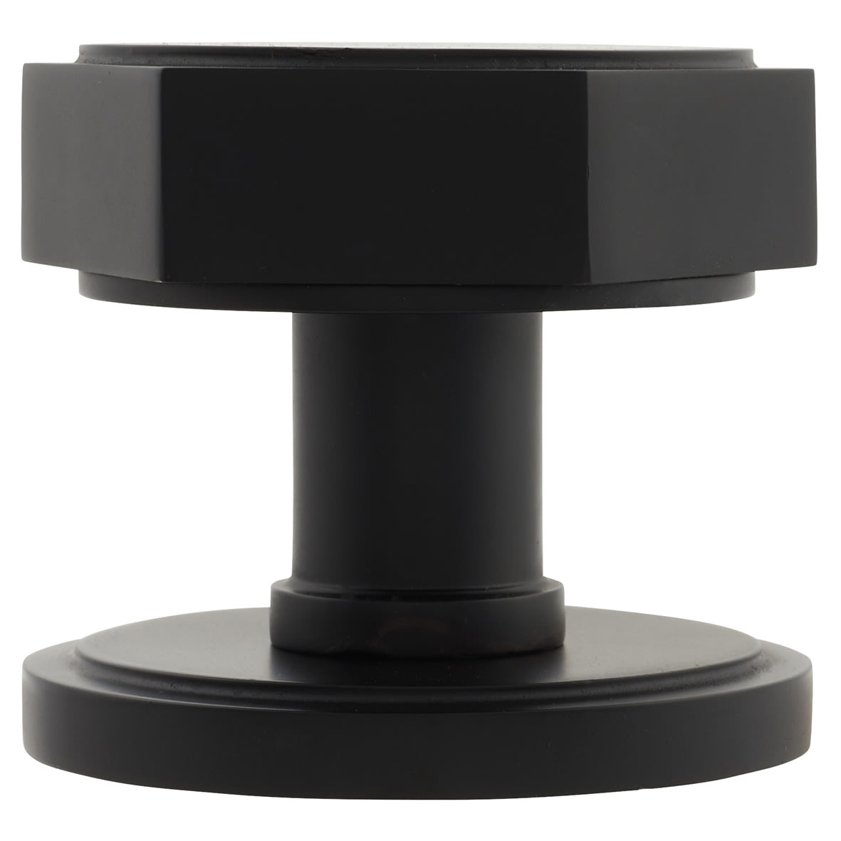Matt Black Hexagonal Centre Door Knob - 80mm Rose Diameter - view 2