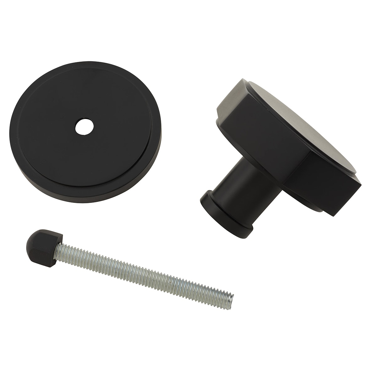 Matt Black Hexagonal Centre Door Knob - 80mm Rose Diameter - view 3