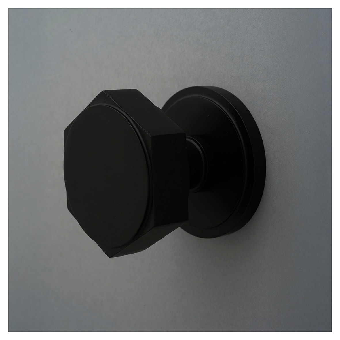 Matt Black Hexagonal Centre Door Knob - 80mm Rose Diameter - view 4