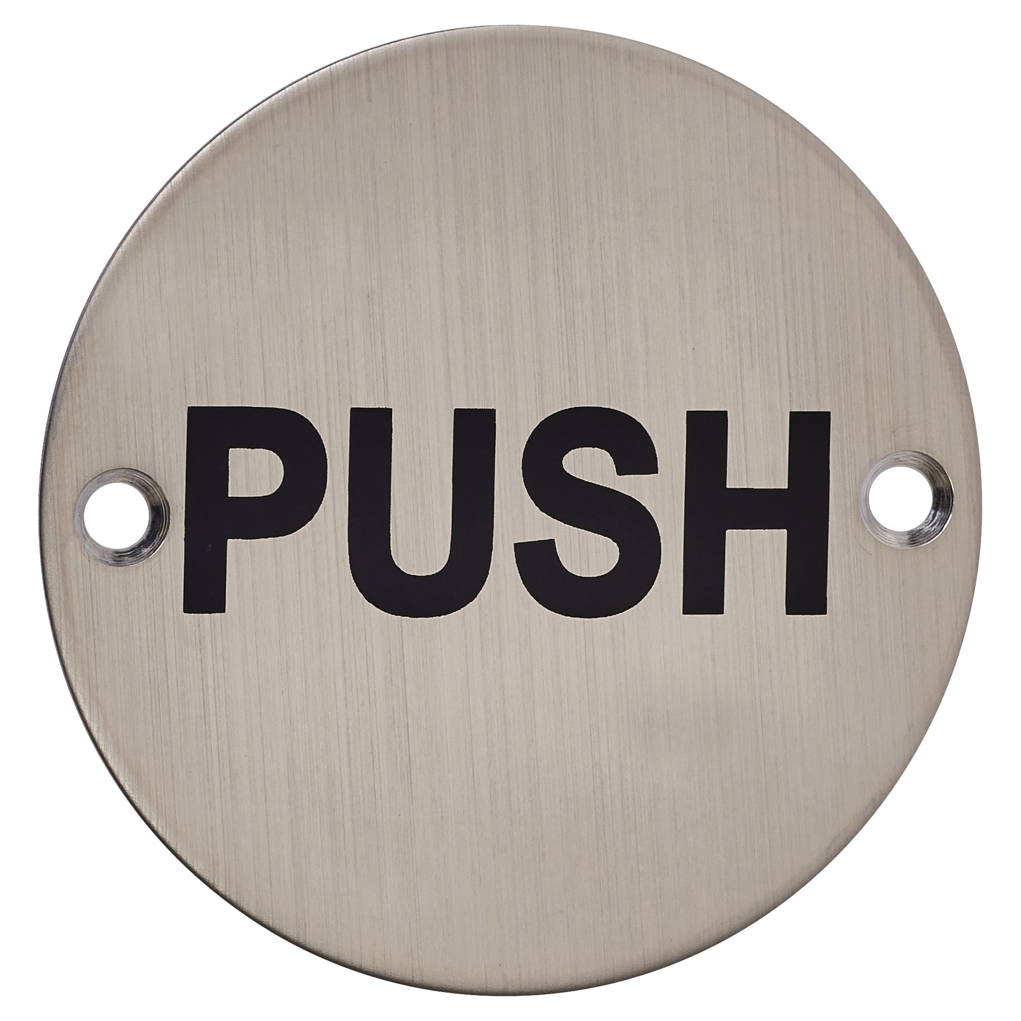 Push Door Sign - 75mm Diameter - Satin Stainless Steel - view 2