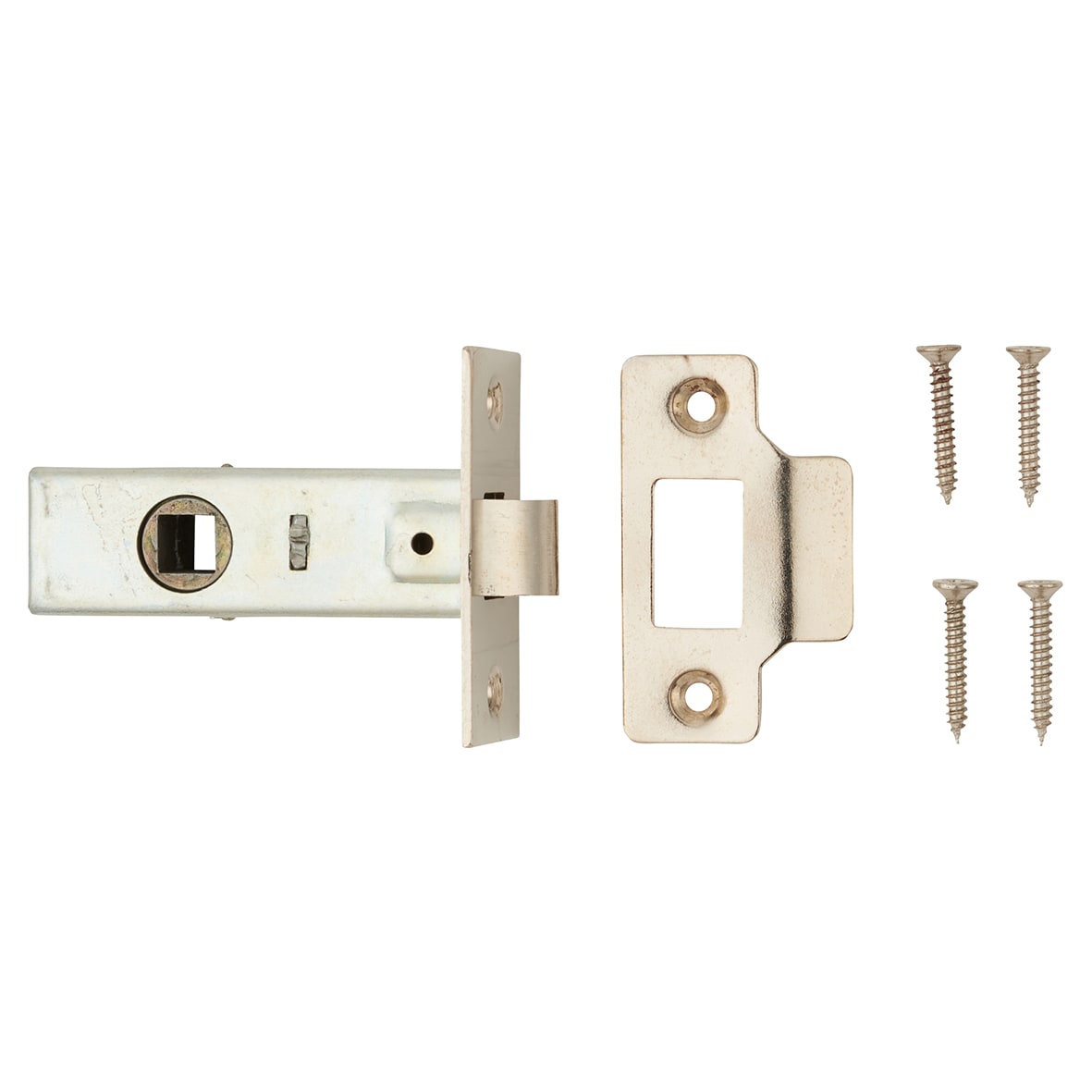 Budget Tubular Latch - 65mm Case - 44mm Backset - Square - Nickel Plated - view 3