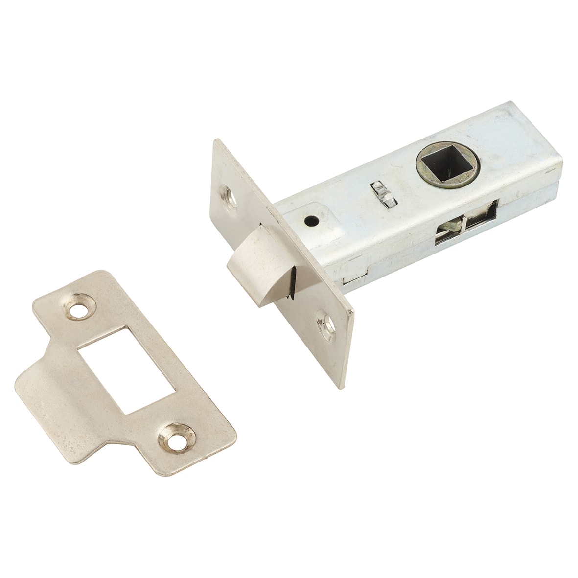 Budget Tubular Latch - 65mm Case - 44mm Backset - Square - Nickel Plated - view 4