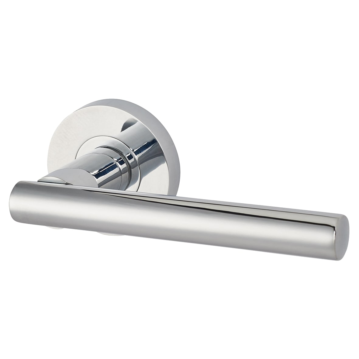 Polished Chrome Latch Door Handles on Rose Pack - Passage - Eden Range - view 2