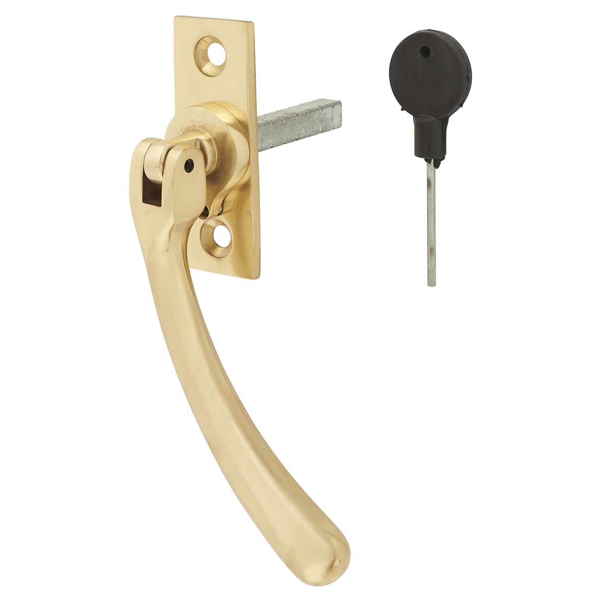 Bulb End Locking Espagnolette Window Handle - Right Hand - Polished Brass - view 2