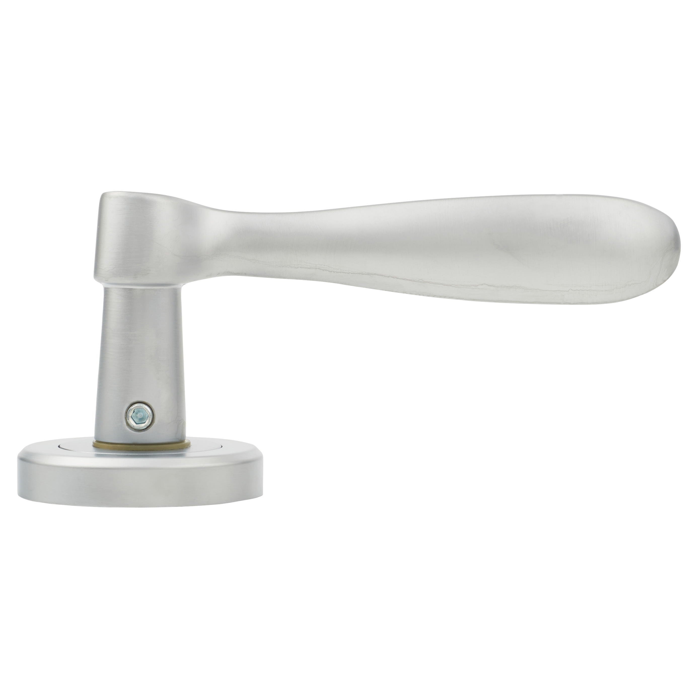 Brass Satin Chrome Scroll Door Handles on Round Rose - Verdun Range - view 3
