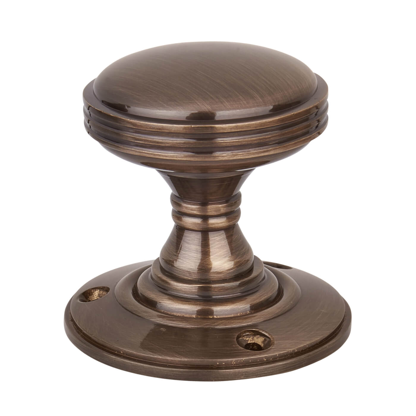 Antique Brass Rimmed Mortice Door Knob - 69mm Rose Diameter - Oxford Range - view 3