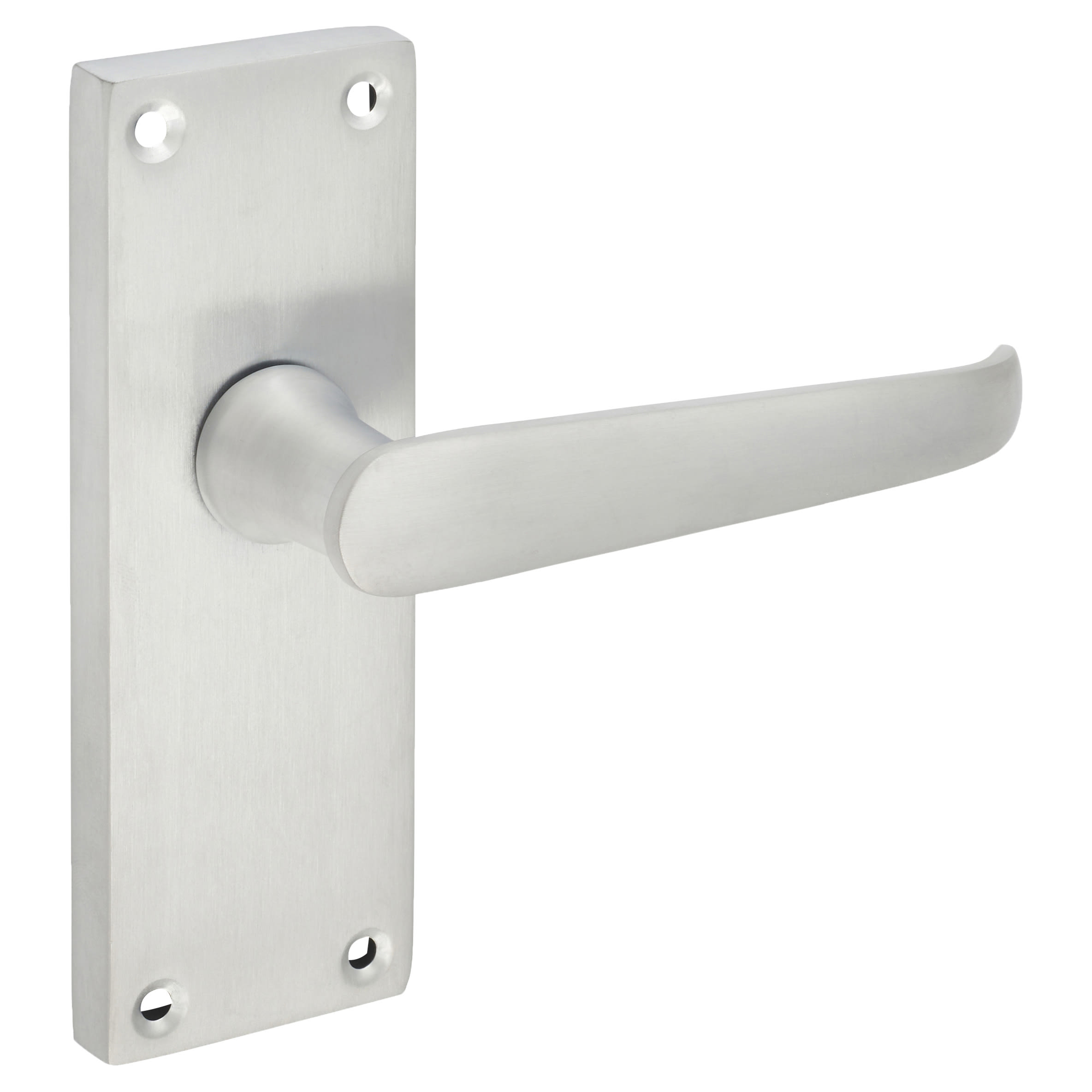 Satin Chrome Victorian Straight Latch Door Handles - Short Plate - 118 x 42mm - view 4