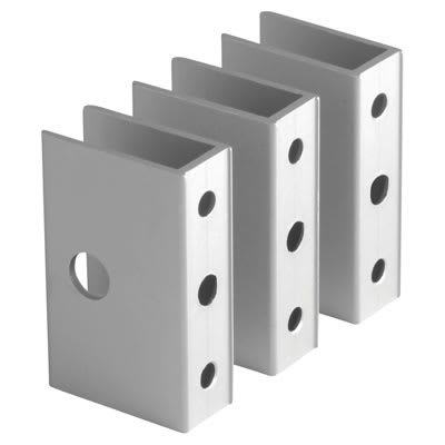Pro Toilet Cubicle Panel Bracket - 12-13mm Panels - Satin Anodised Aluminium - Pack of 3 - view 2