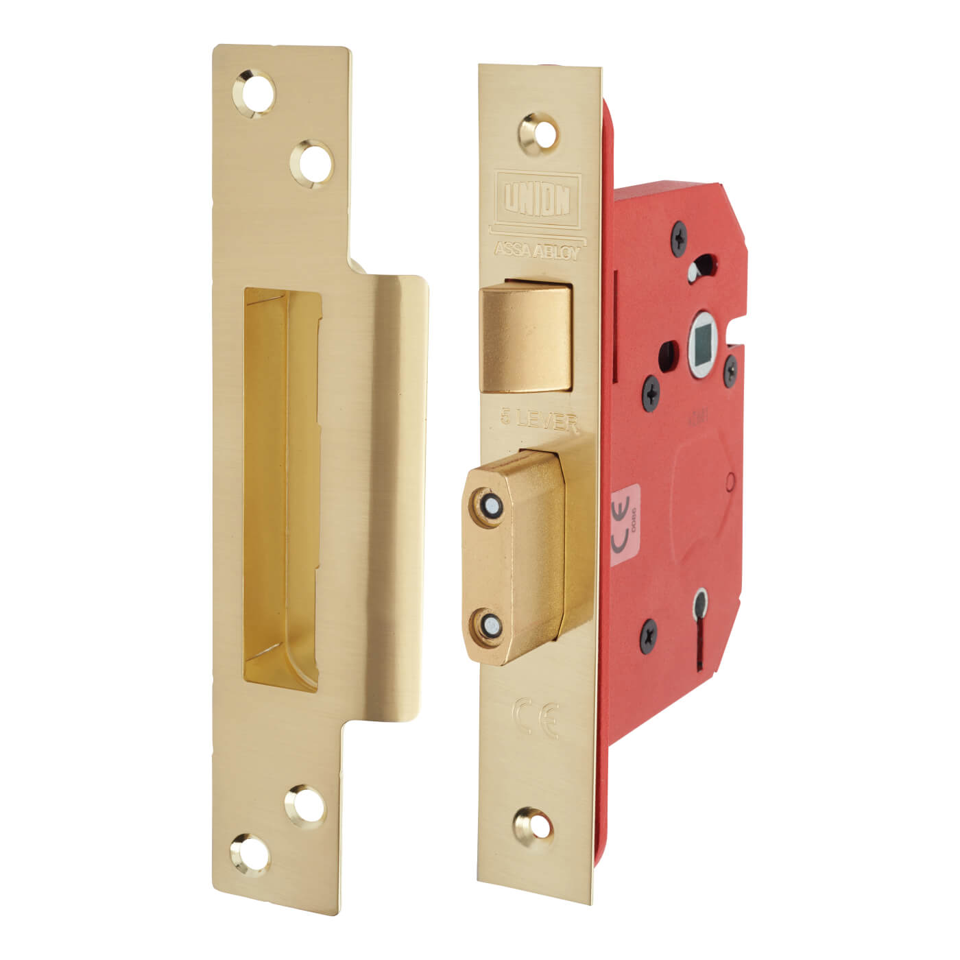 2205S StrongBOLT Bolt Through 5 Lever Sashlock - 68mm Case - 45mm Backset - Polished Brass - view 2