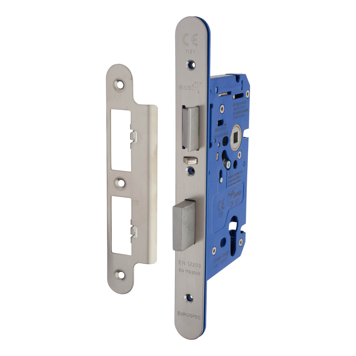 DIN Euro Escape Sashlock - 85mm Case - 60mm Backset - Radius - Satin Stainless Steel - view 2