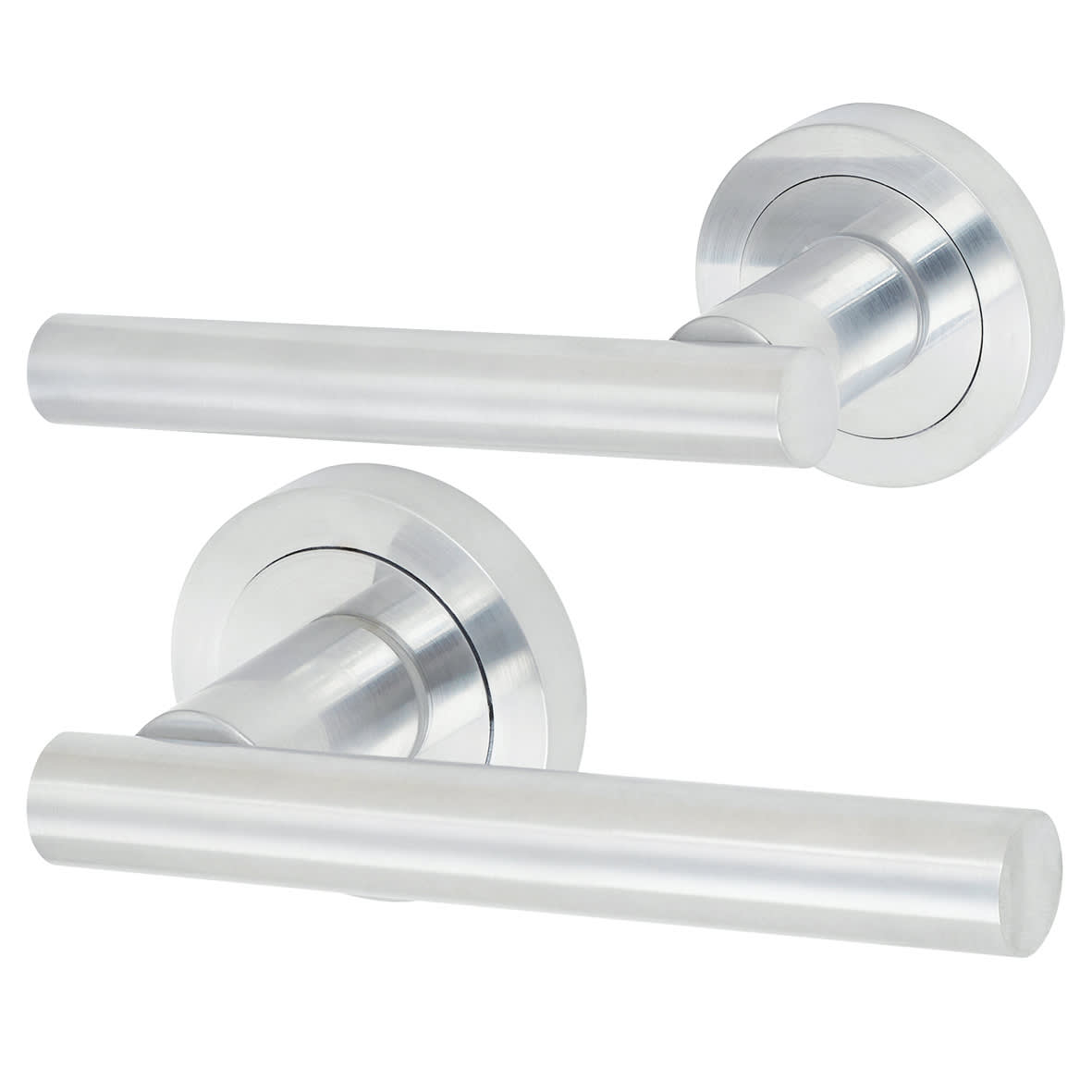Satin Chrome Euro Lock Door Handles on Rose Pack - Bella Range - view 2