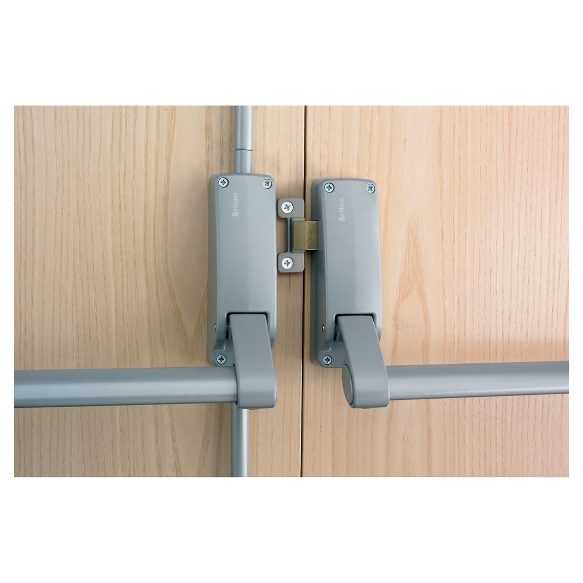 377 Rebated Double Door Push Bar Panic Exit Set - Timber Door - view 3