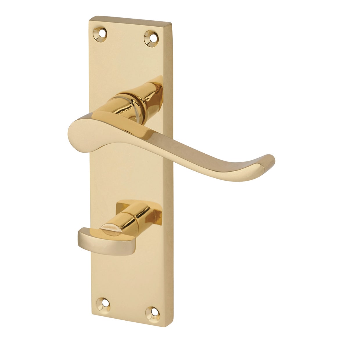 Polished Brass Budget Scroll Bathroom Lock Handles Pack - Mia Range - view 2