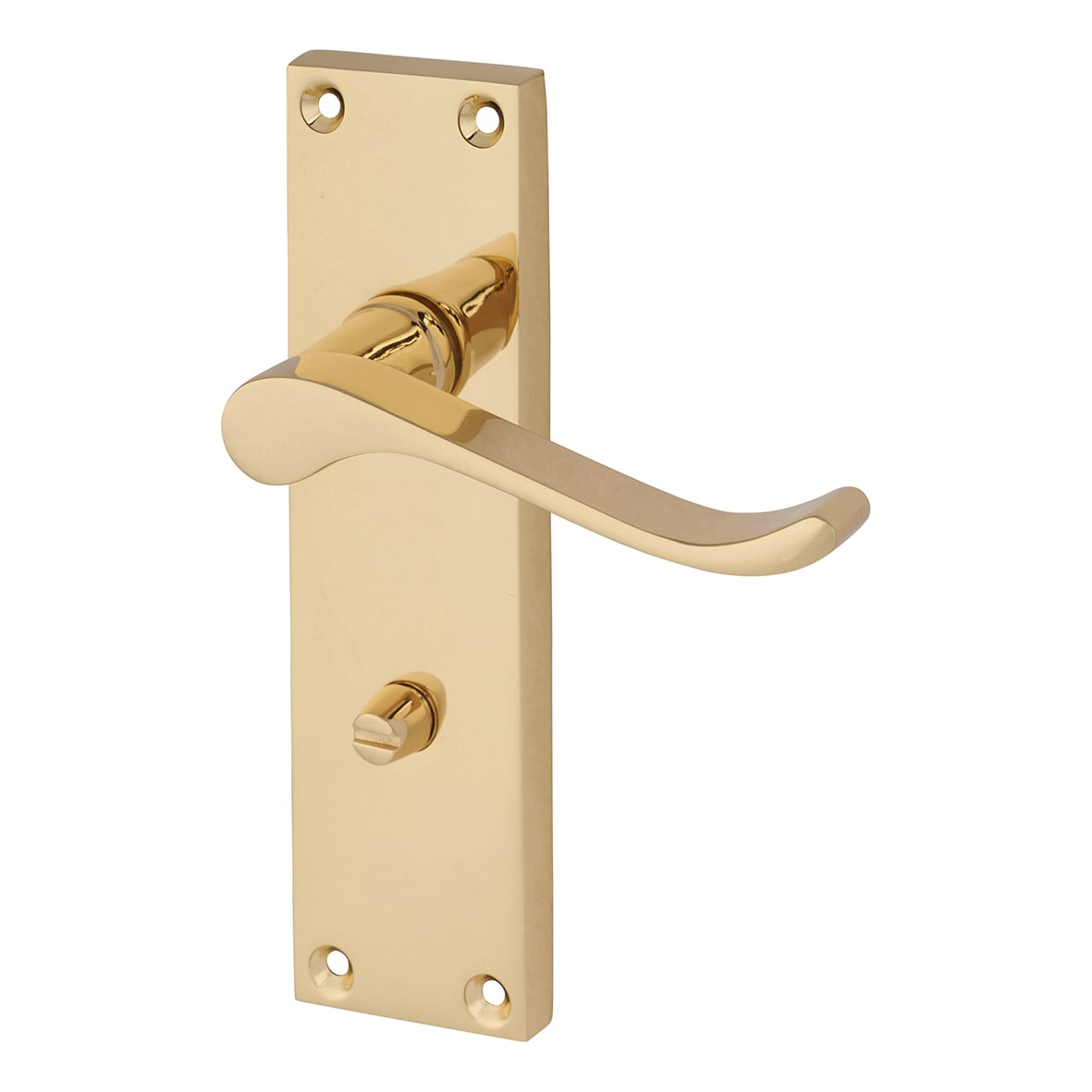 Polished Brass Budget Scroll Bathroom Lock Handles Pack - Mia Range - view 3