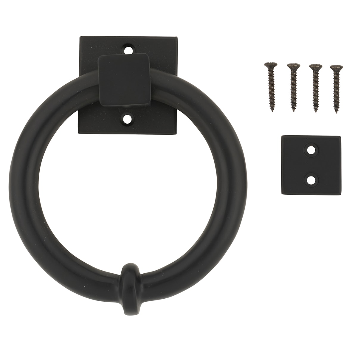 Ring Door Knocker - Matt Black - 140 x 120mm - view 3