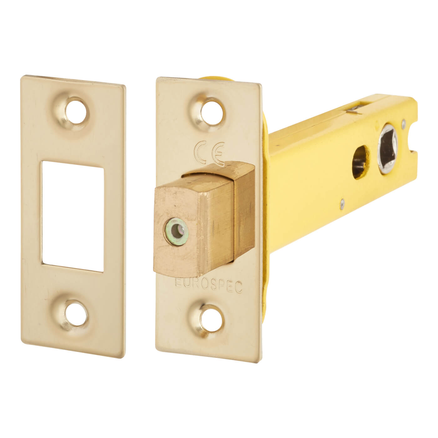 8mm Bolt Through Tubular Bathroom Deadbolt - 103mm Case - 82mm Backset - Square - PVD Brass - view 2