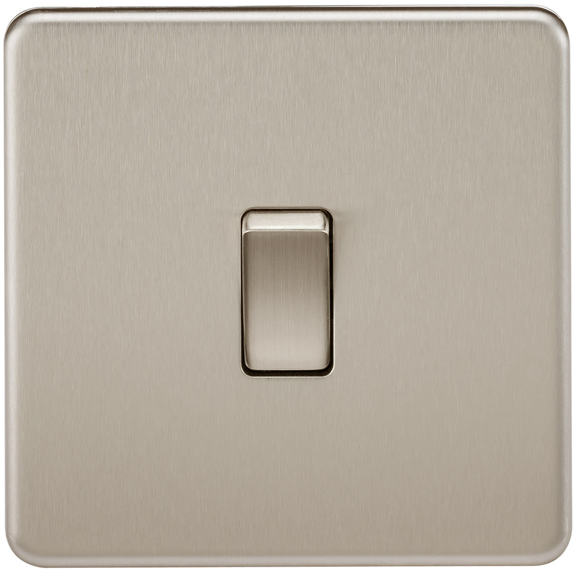 10AX 1 Gang 2 Way Screwless Flat Plate Light Switch - Brushed Chrome - view 4
