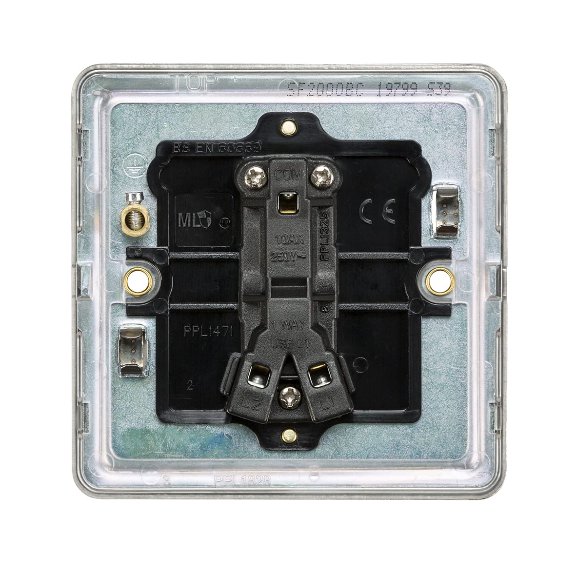 10AX 1 Gang 2 Way Screwless Flat Plate Light Switch - Brushed Chrome - view 6