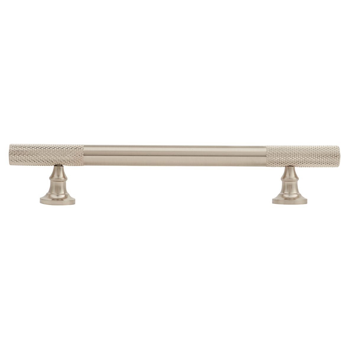 York 12mm Partially Knurled T-Bar Cabinet Pull Handle - 128mm Centres - Satin Nickel - view 2