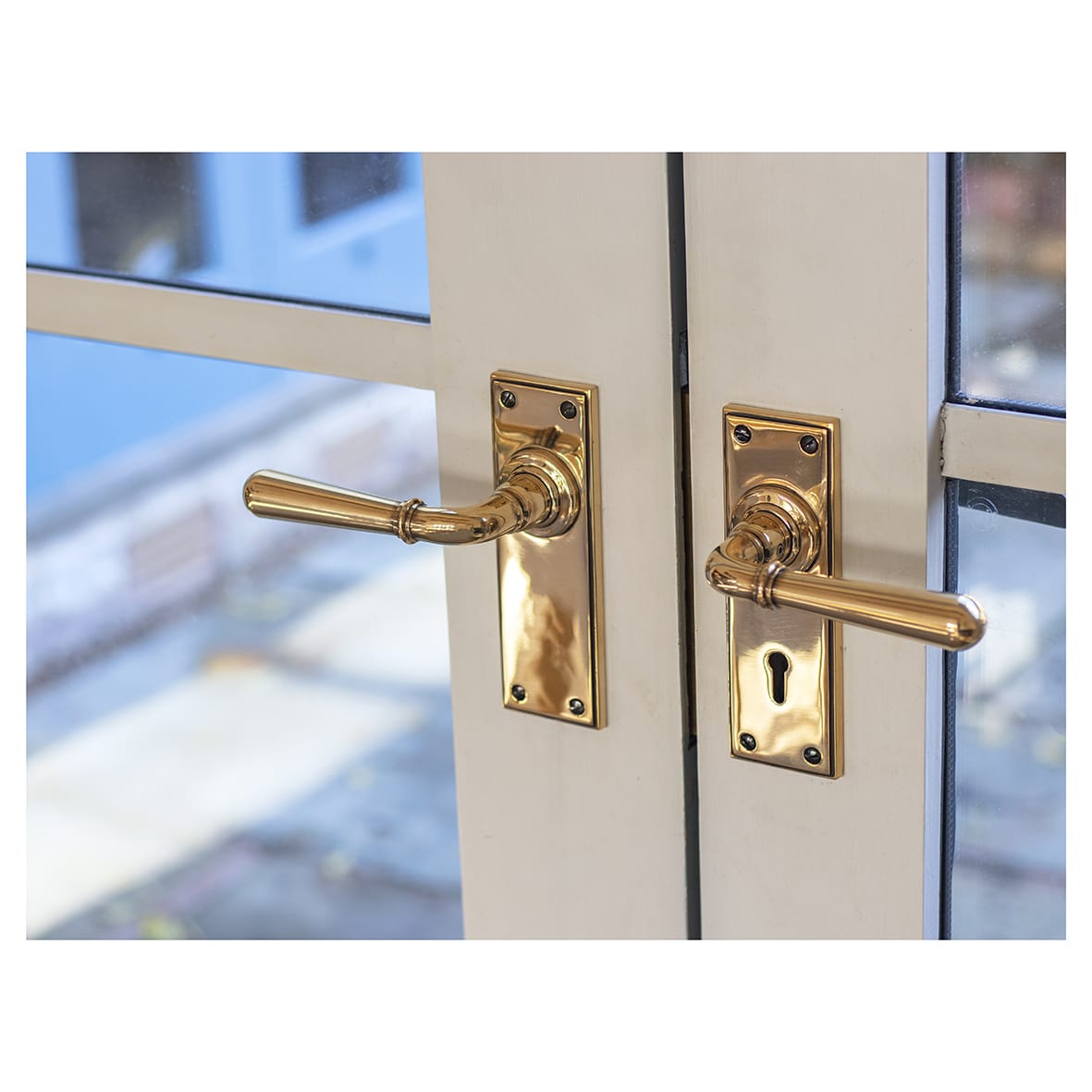 Aged Brass Latch Door Handles - Newbury Range - 152 x 50mm - view 2