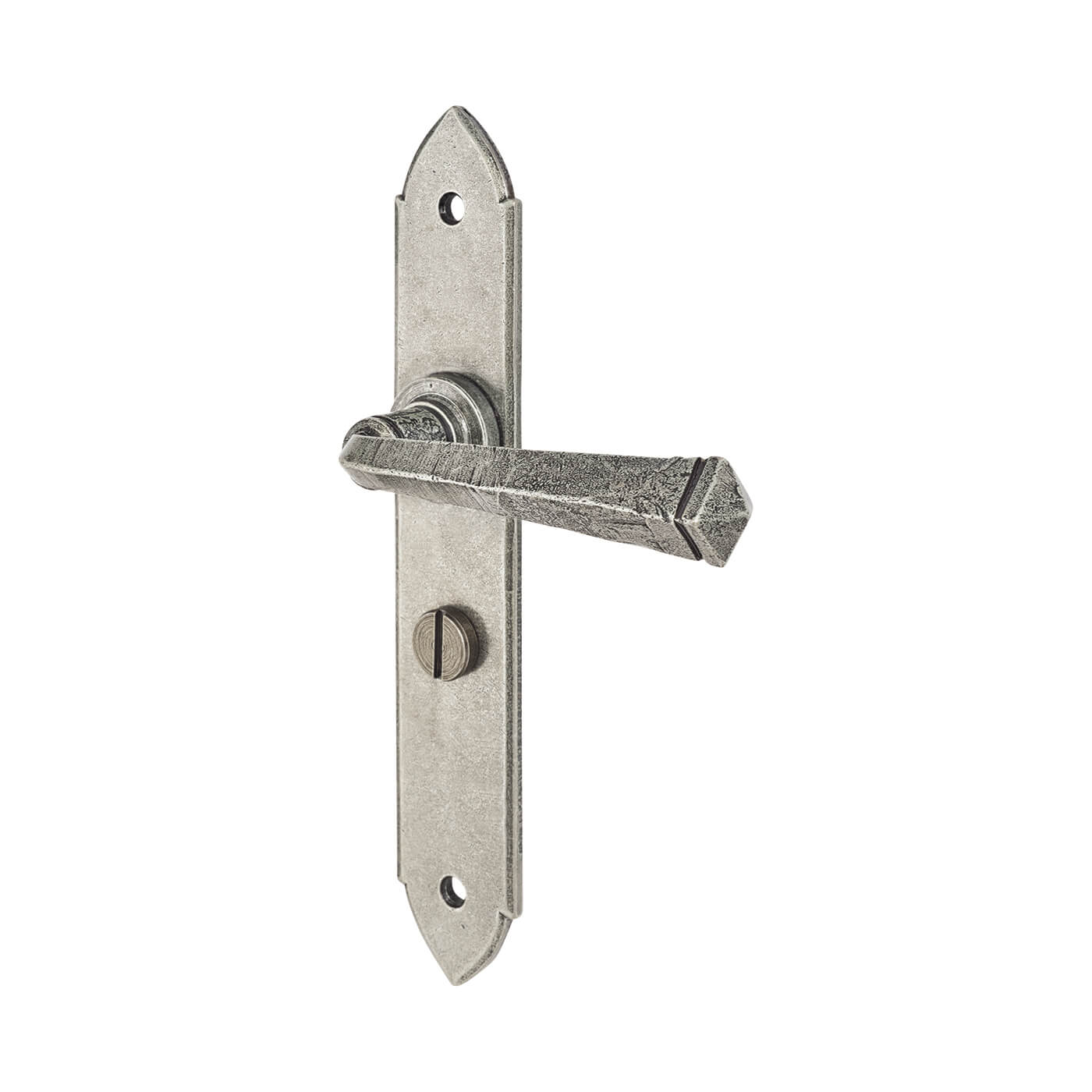 Pewter Gothic Bathroom Door Handles - Long Plate - 247 x 44mm - view 4