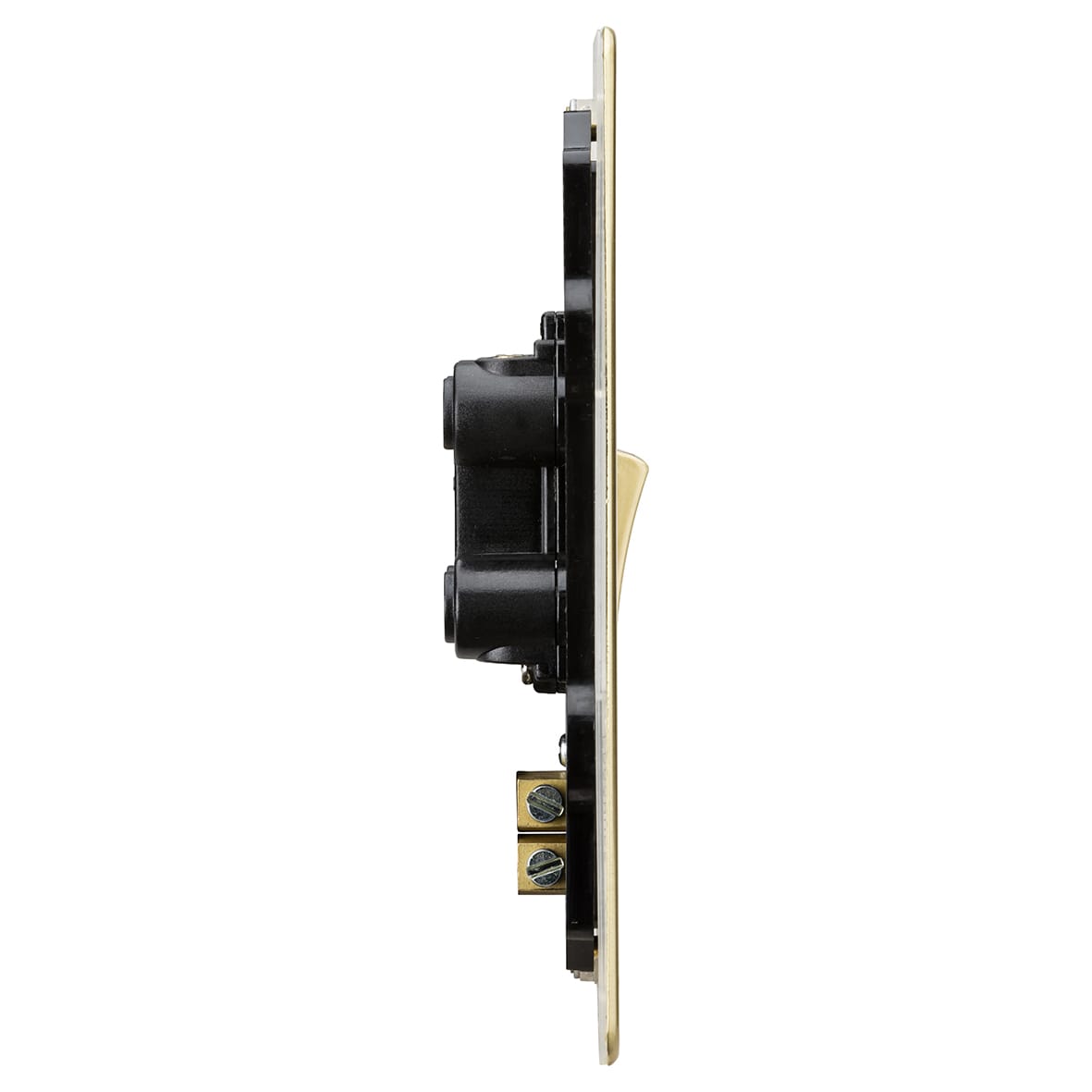 45A 2 Gang Flat Plate Double Pole Cooker Switch with Neon - Brushed Brass - view 2