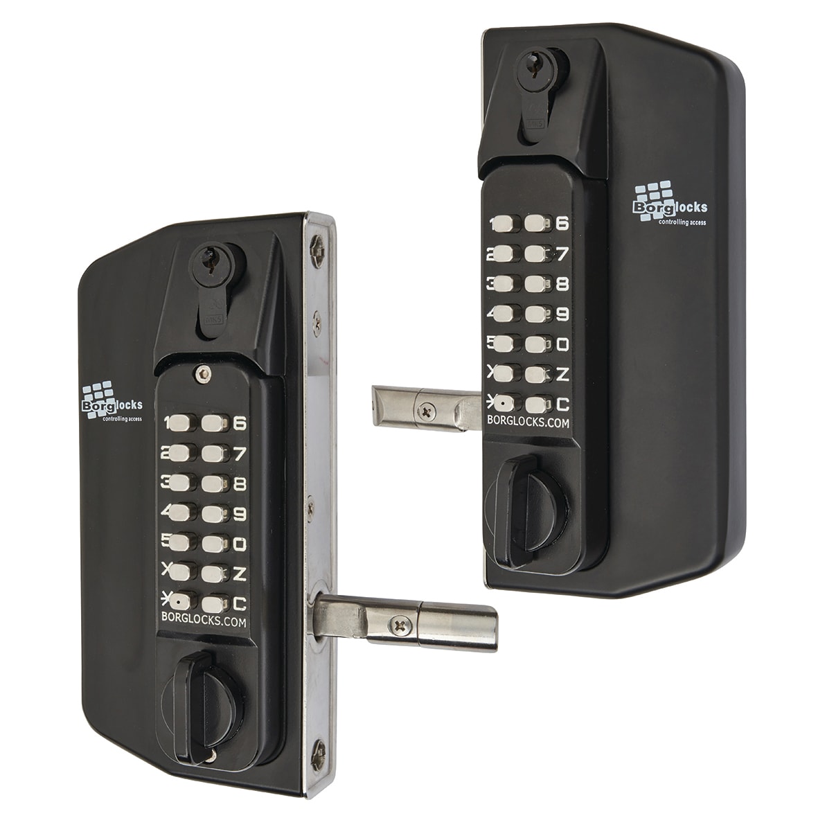 Borg BL3130DKO External Marine Grade ECP Push Button Gate B to B Code Lock - Key Override - Black - view 2