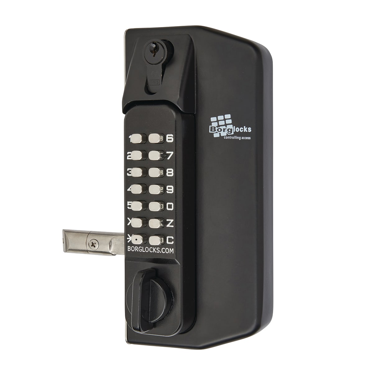 Borg BL3130DKO External Marine Grade ECP Push Button Gate B to B Code Lock - Key Override - Black - view 3