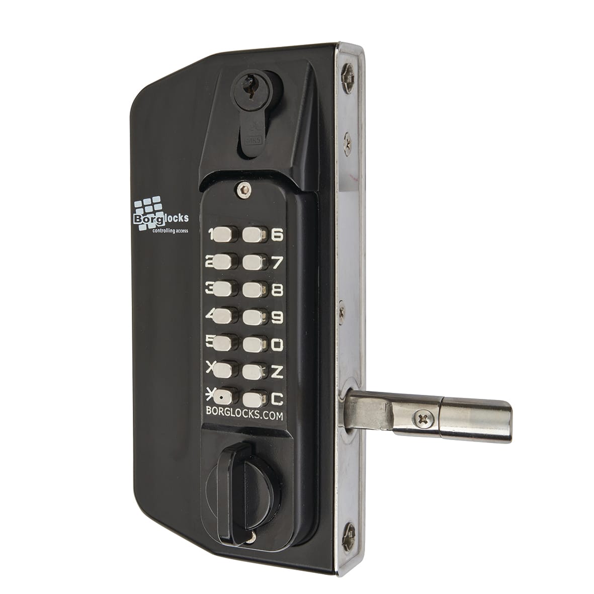 Borg BL3130DKO External Marine Grade ECP Push Button Gate B to B Code Lock - Key Override - Black - view 4