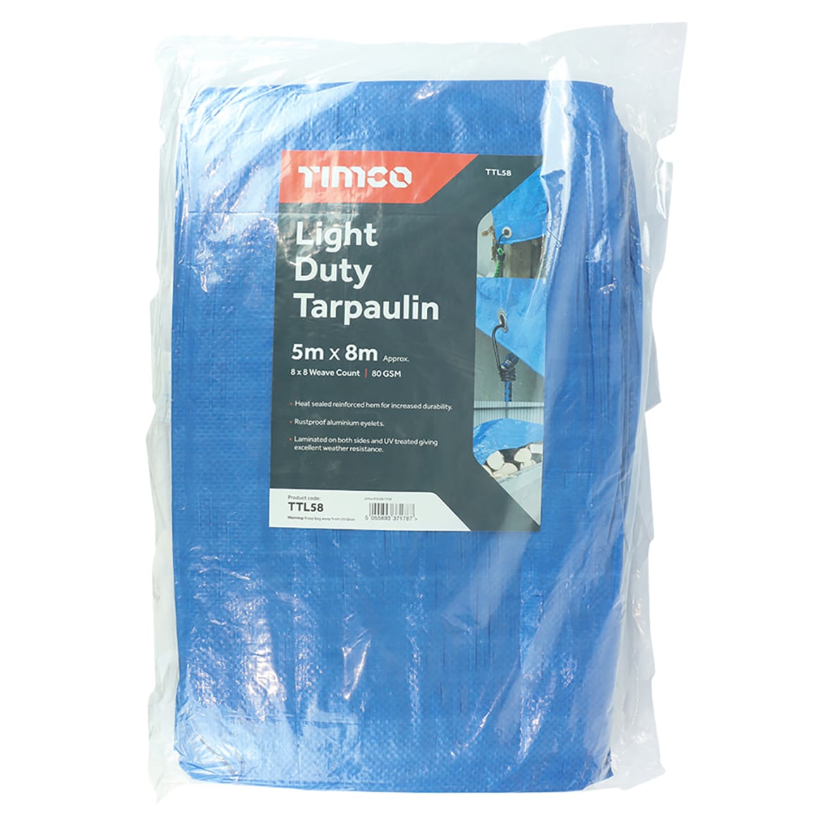 Light Duty Tarpaulin - 8m x 5m - Blue - view 2