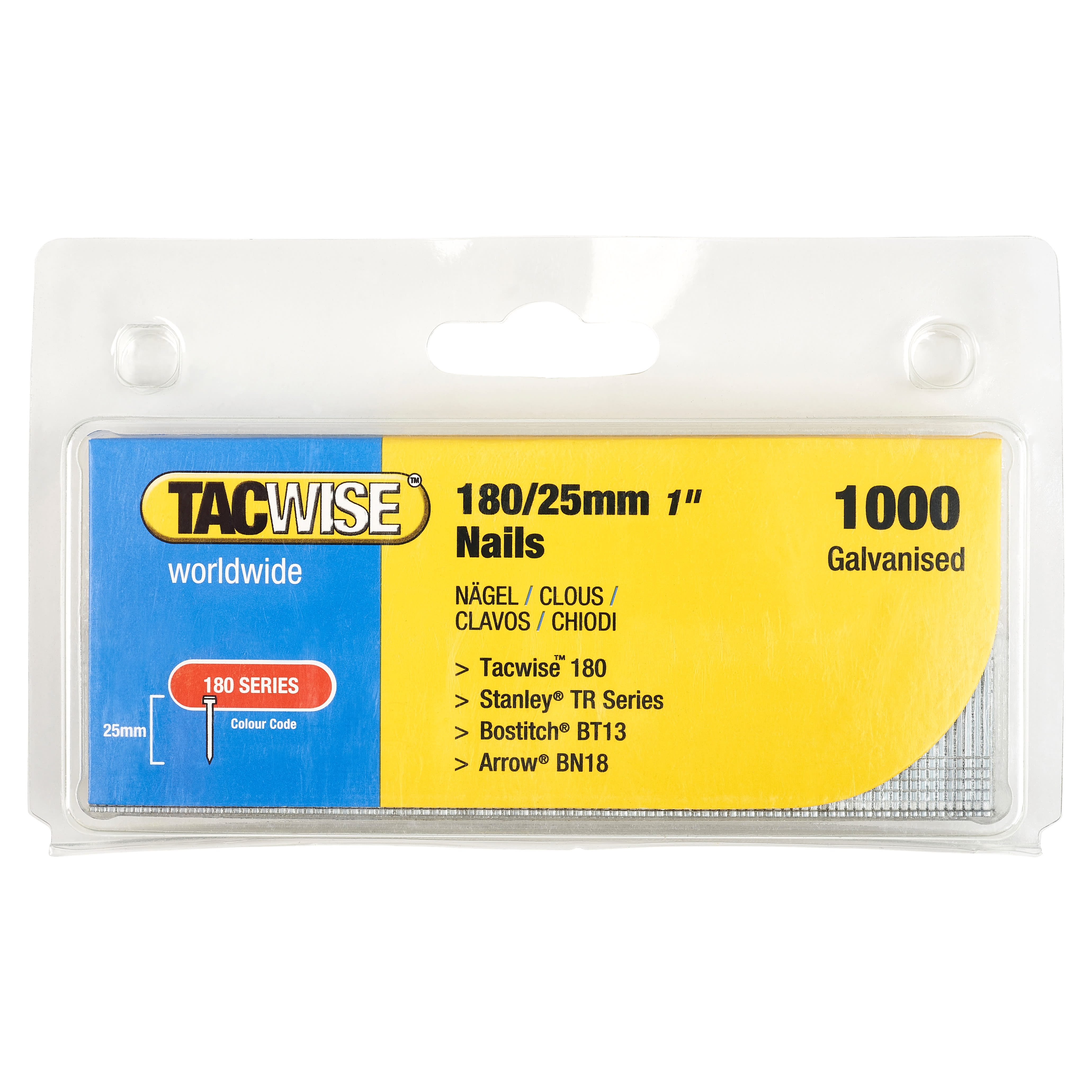180 Series Nails - 18 Gauge x 25mm - Galvanised - Pack of 1000 - view 3