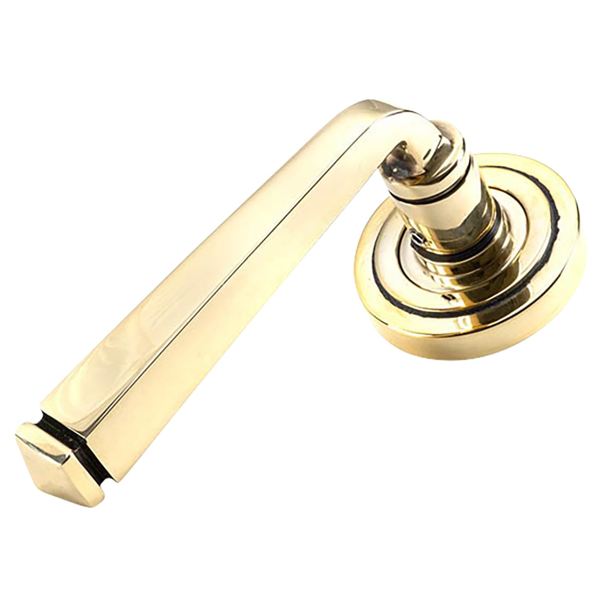 Aged Brass Door Handles on Round Art Deco Rose - Avon Range - view 2