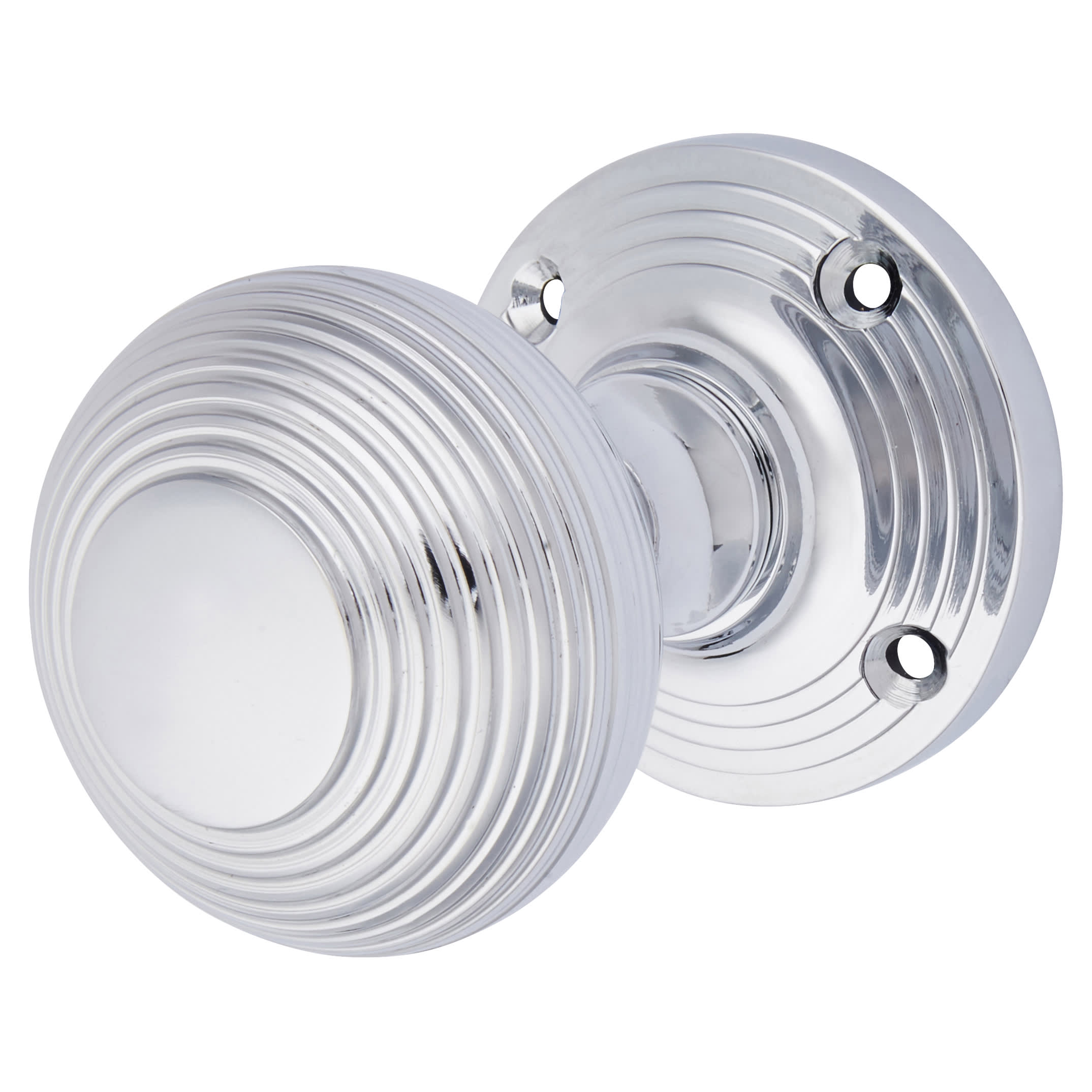 Polished Chrome Beehive Mortice Door Knob - 60mm Rose Diameter - view 2