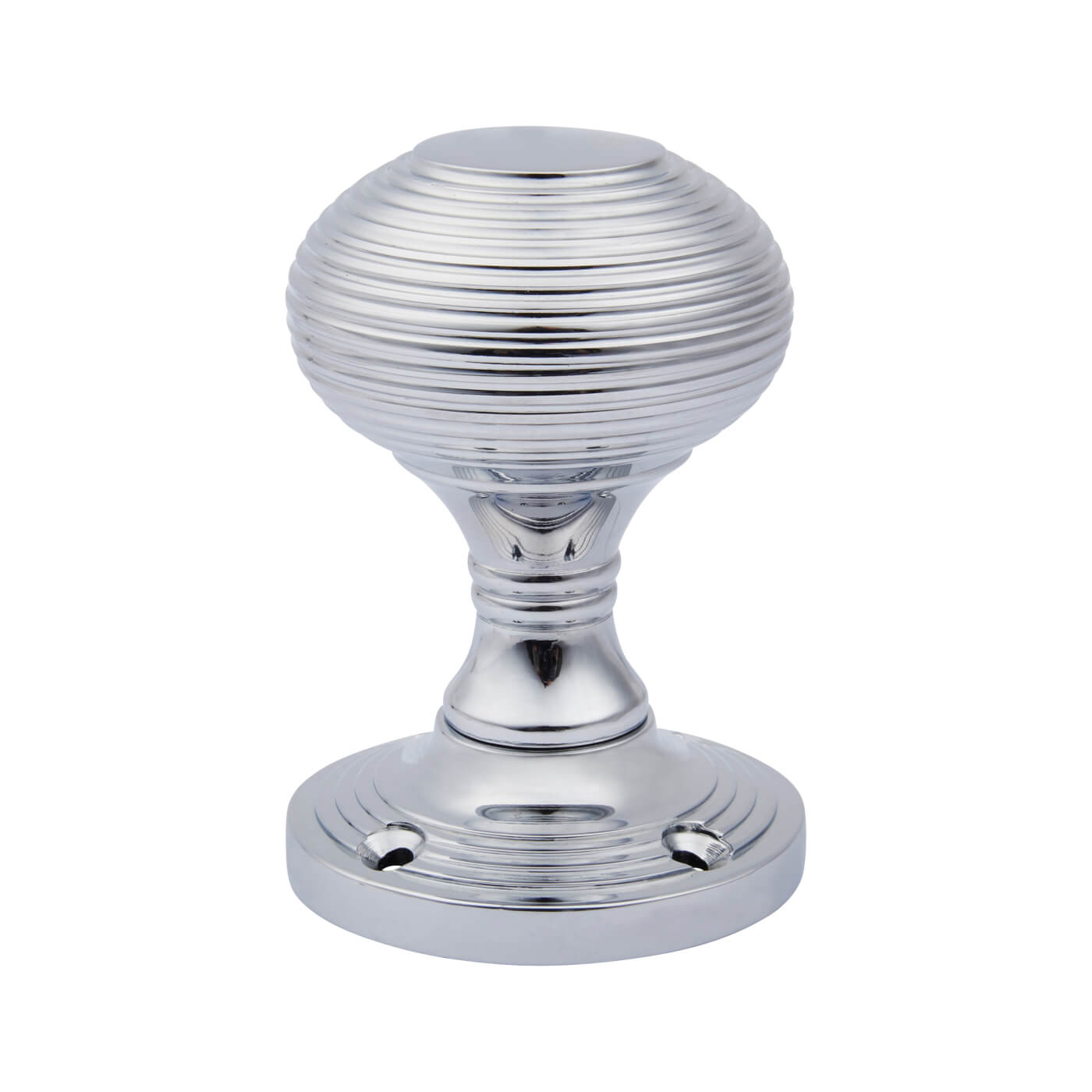 Polished Chrome Beehive Mortice Door Knob - 60mm Rose Diameter - view 3