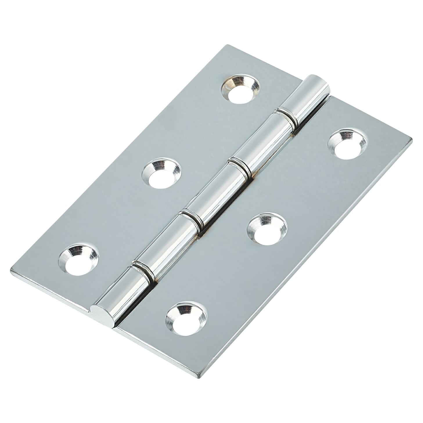 Double Steel Washered Butt Door Hinge - 75 x 50 x 2mm - Chrome Plated - Pair - view 2