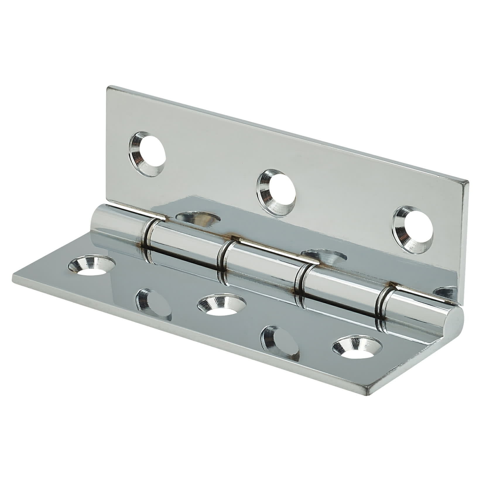 Double Steel Washered Butt Door Hinge - 75 x 50 x 2mm - Chrome Plated - Pair - view 3