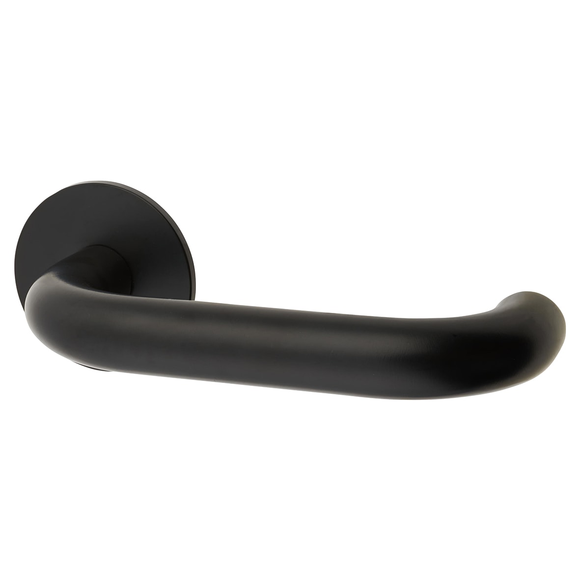 Matt Black Door Handles on Round Slim Rose - Schema Kurvig Range - view 2