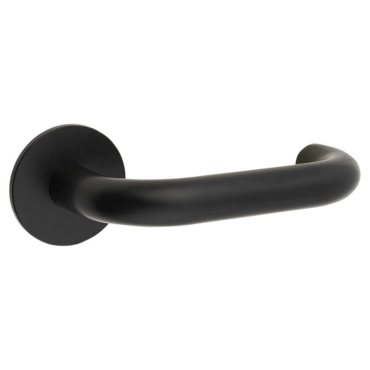 Matt Black Door Handles on Round Slim Rose - Schema Kurvig Range - view 3